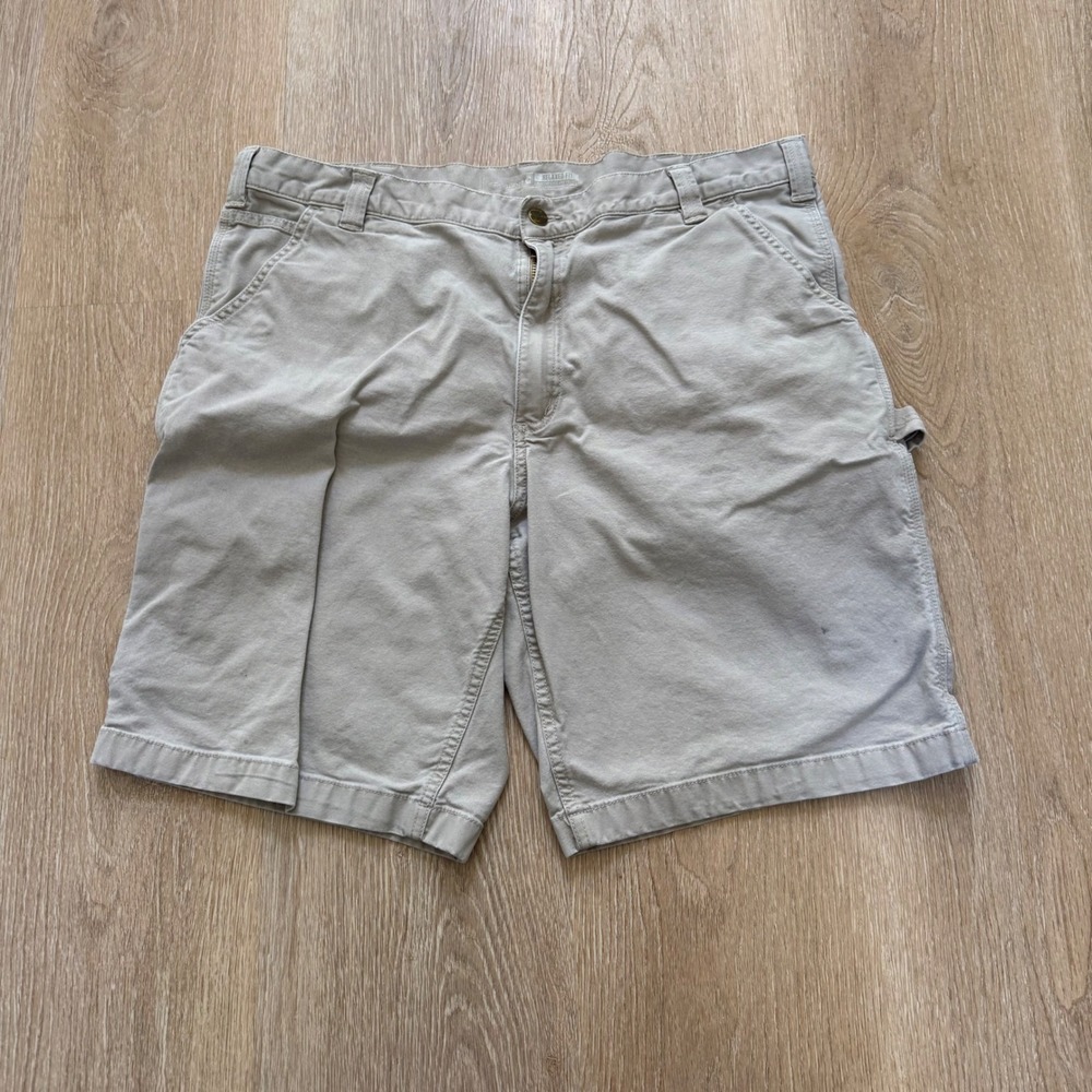 Carhartt Rugged Flex Canvas Utility Work Shorts Mens 40 Tan BS3652-M Relaxed Fit